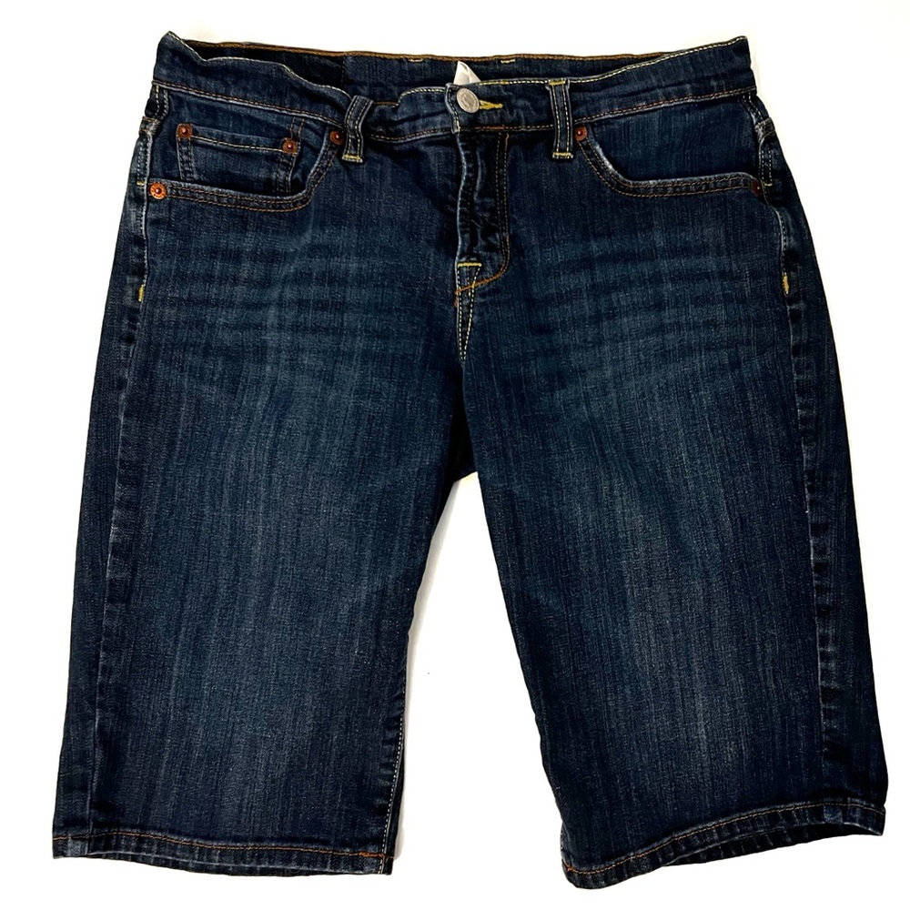 Lucky Brand Easy Rider Low Rise Preppy Bermuda Jean Shorts Size 6 Blue Denim